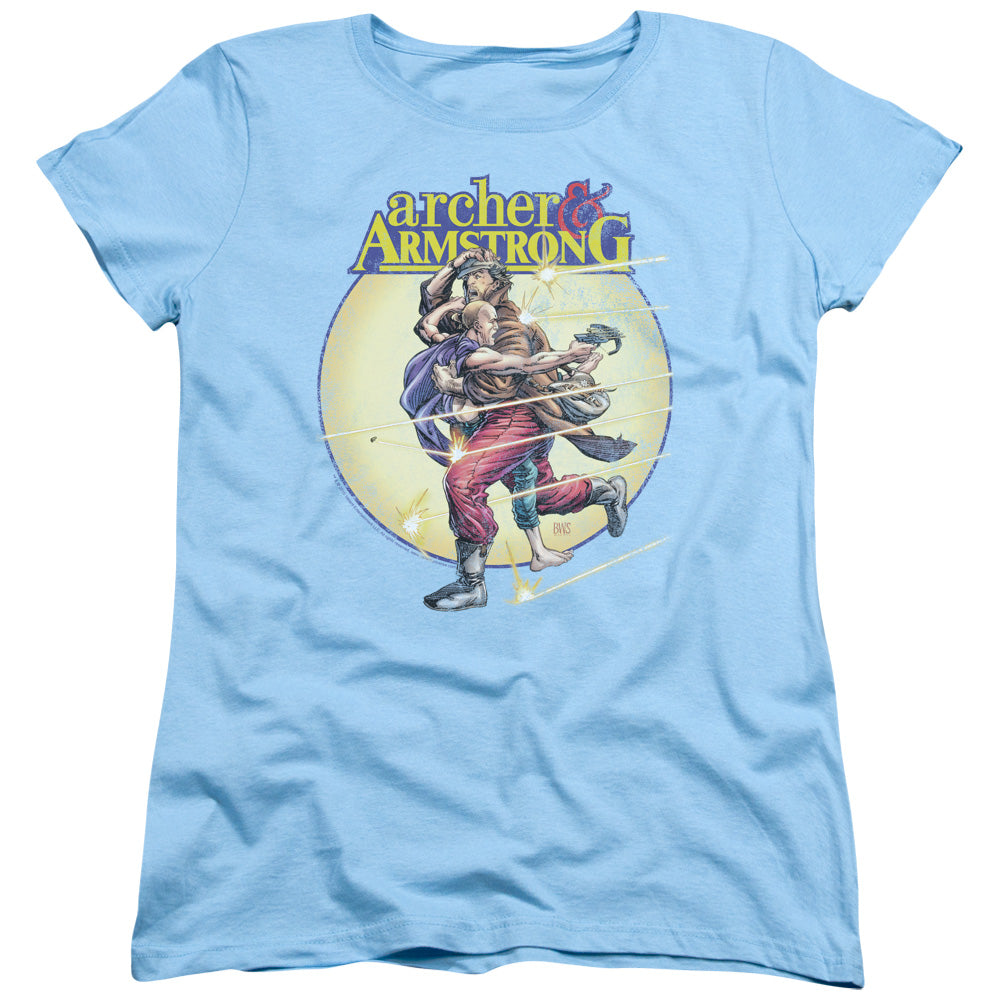 Archer & Armstrong Vintage A & A Womens T Shirt Light Blue