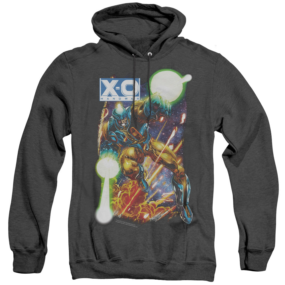 Xo Manowar Vintage Xo Heather Mens Hoodie Black