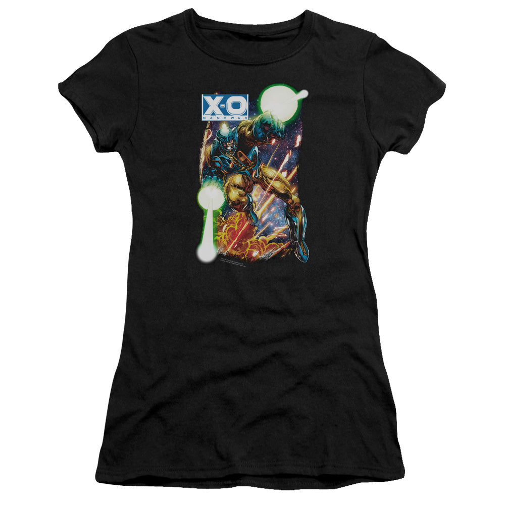 Xo Manowar Vintage Xo Junior Sheer Cap Sleeve Womens T Shirt Black