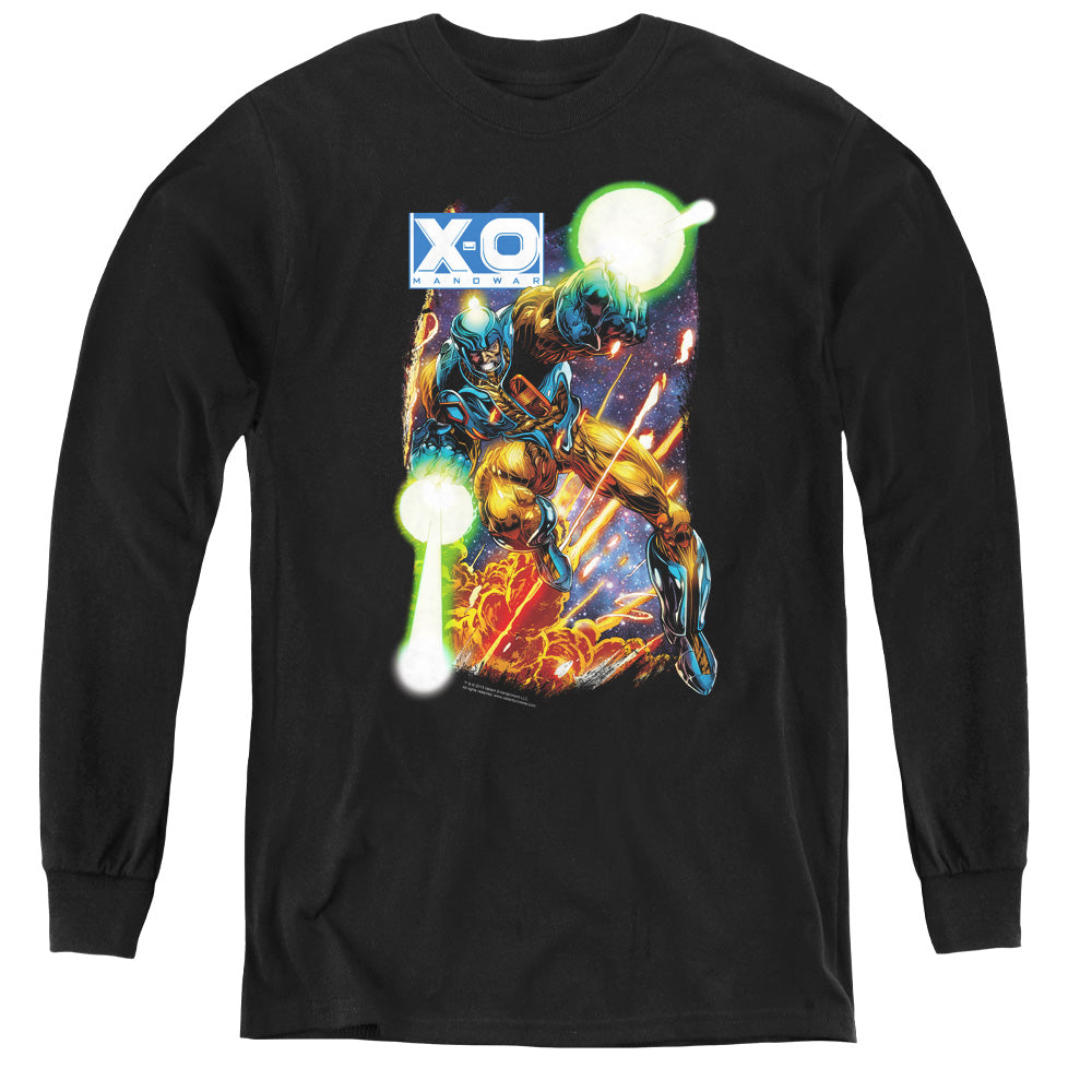 Xo Manowar Vintage Xo Long Sleeve Kids Youth T Shirt Black