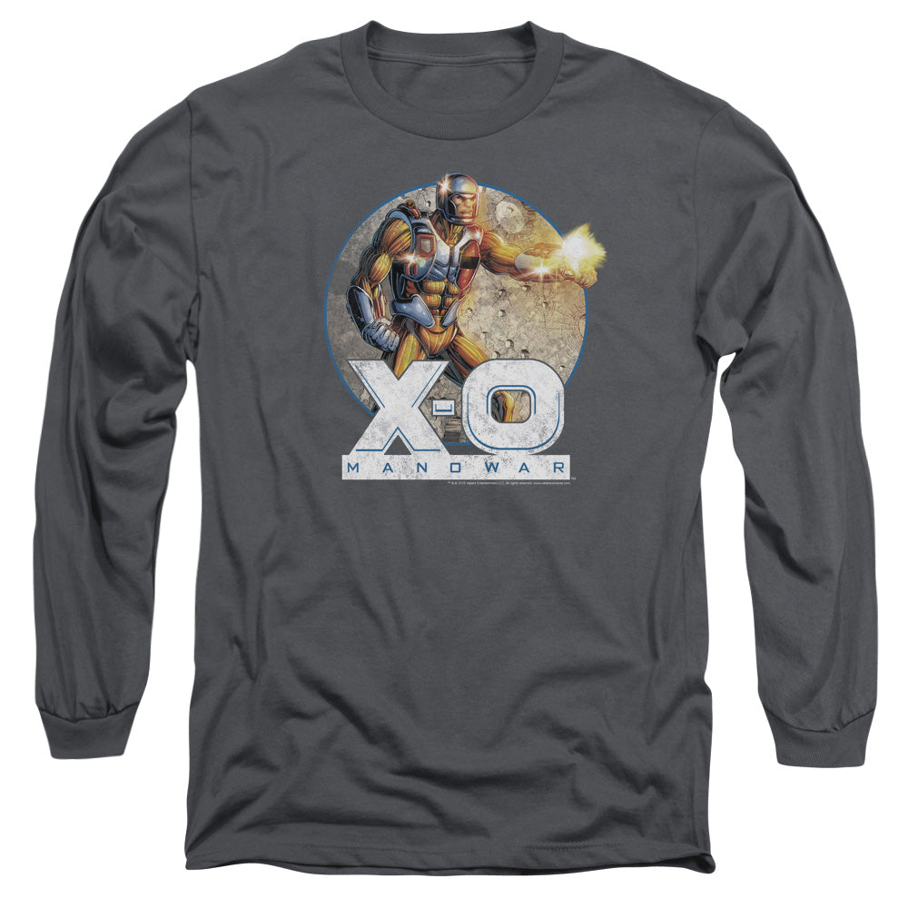 Xo Manowar Vintage Manowar Mens Long Sleeve Shirt Charcoal