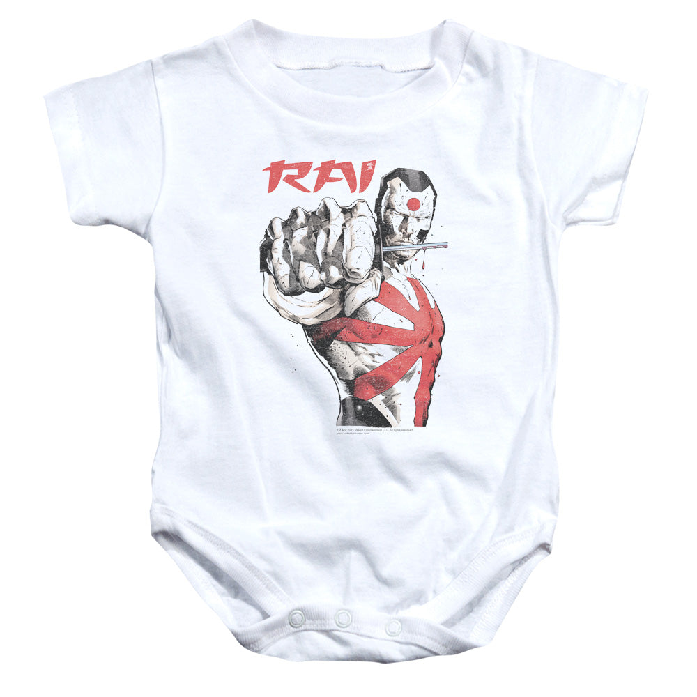 Rai Sword Drawn Infant Baby Snapsuit White