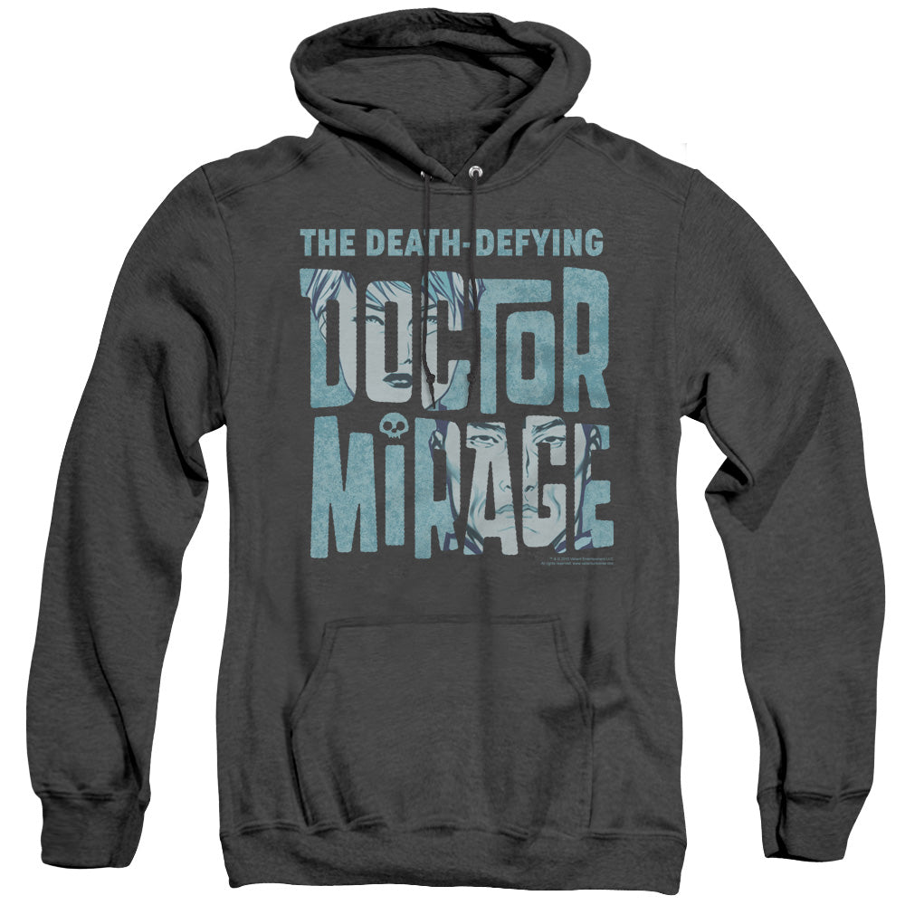 Doctor Mirage Character Logo Heather Mens Hoodie Black