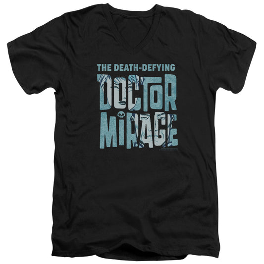 Doctor Mirage Character Logo Mens Slim Fit V-Neck T Shirt Black