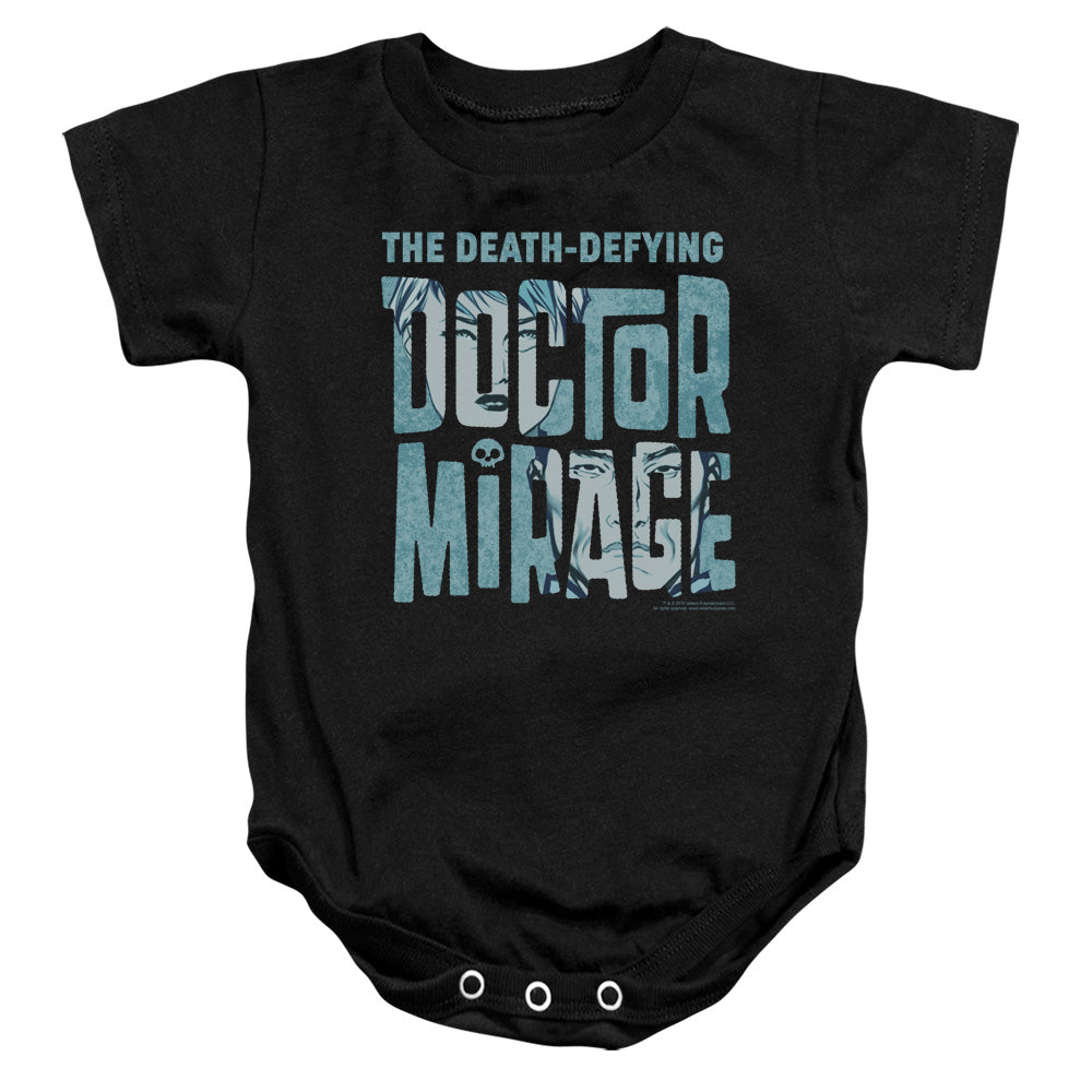 Doctor Mirage Character Logo Infant Baby Snapsuit Black