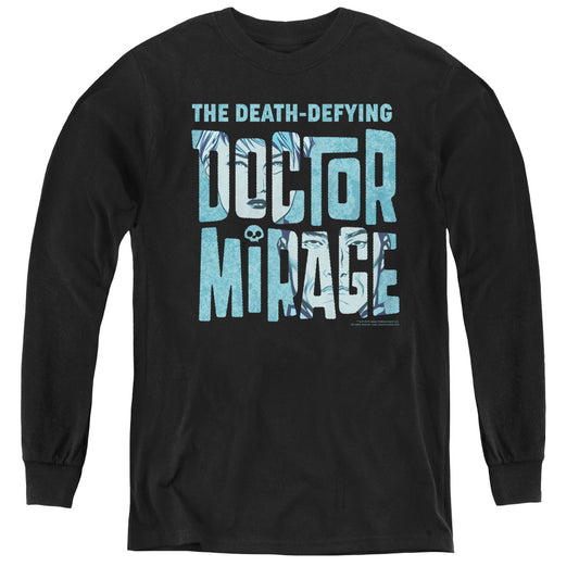 Doctor Mirage Character Logo Long Sleeve Kids Youth T Shirt Black