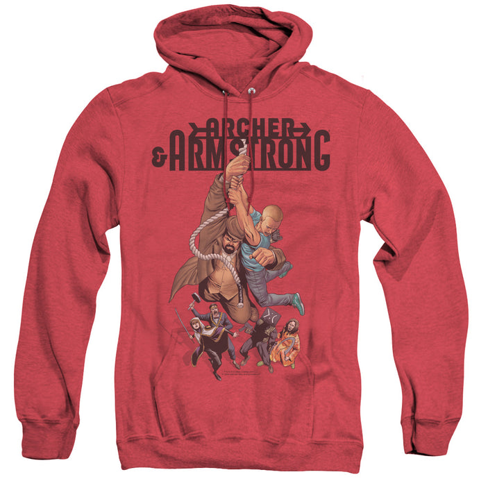 Archer & Armstrong Hang In There Heather Mens Hoodie Red