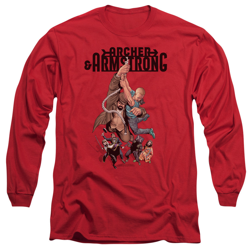 Archer & Armstrong Hang In There Mens Long Sleeve Shirt Red