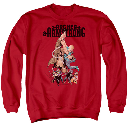 Archer & Armstrong Hang In There Mens Crewneck Sweatshirt Red