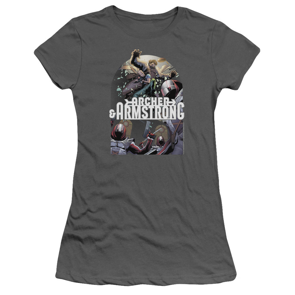 Archer & Armstrong Dropping In Junior Sheer Cap Sleeve Womens T Shirt Charcoal