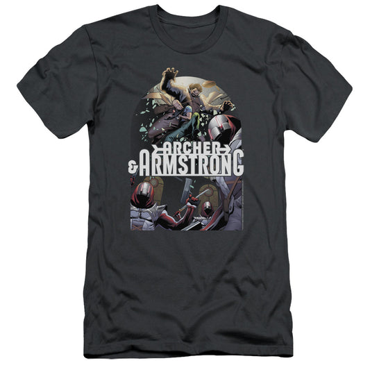 Archer & Armstrong Dropping In Slim Fit Mens T Shirt Charcoal