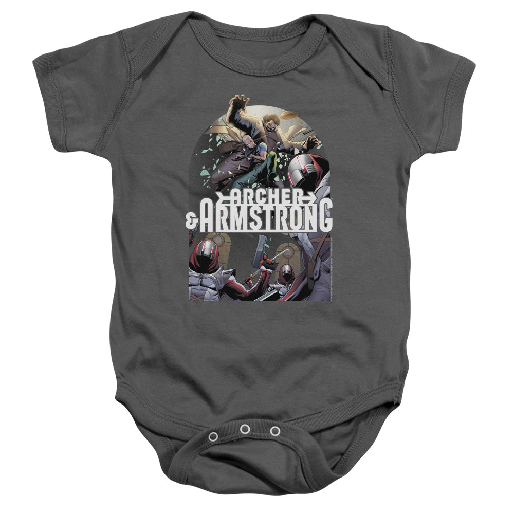 Archer & Armstrong Dropping In Infant Baby Snapsuit Charcoal