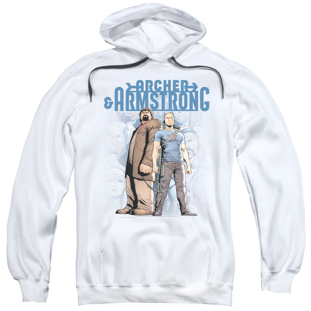 Archer & Armstrong Two Against All Mens Hoodie White