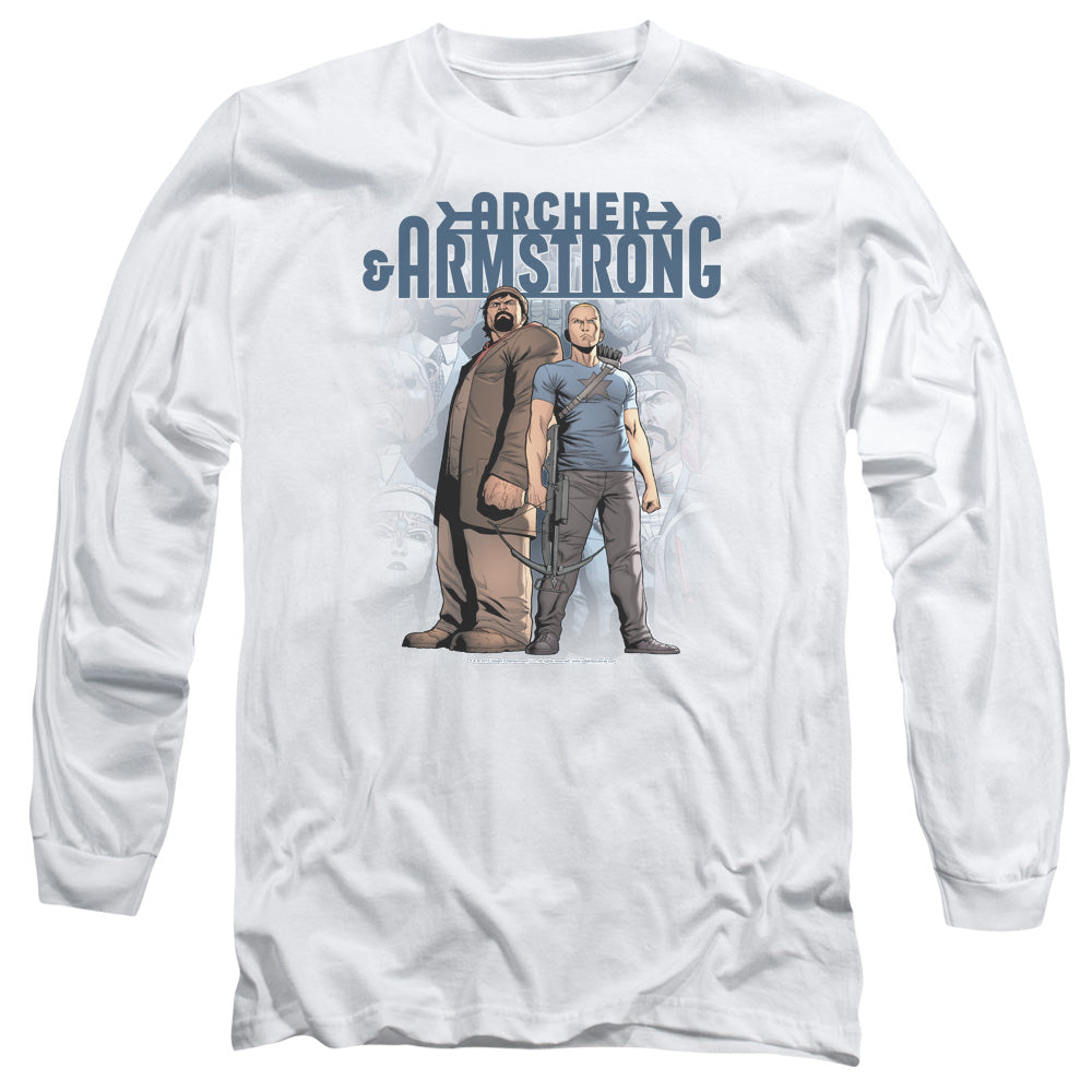 Archer & Armstrong Two Against All Mens Long Sleeve Shirt White