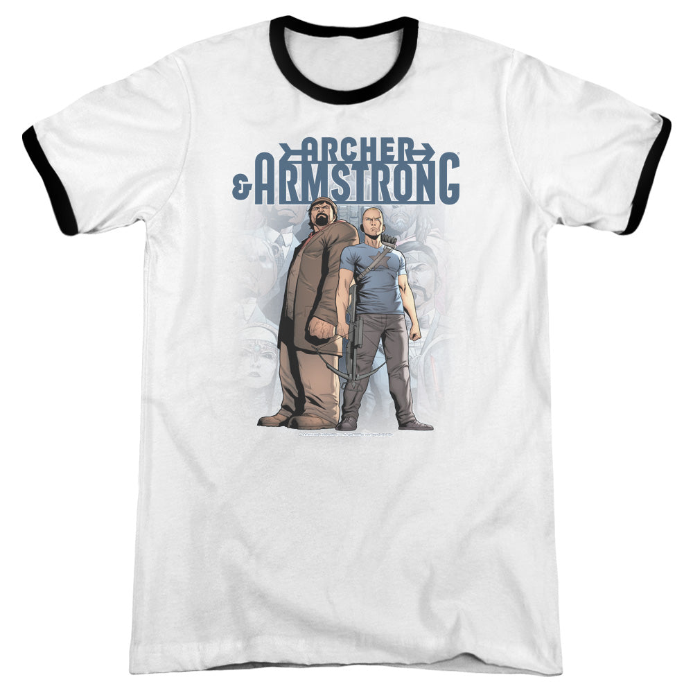 Archer & Armstrong Two Against All Heather Ringer Mens T Shirt White