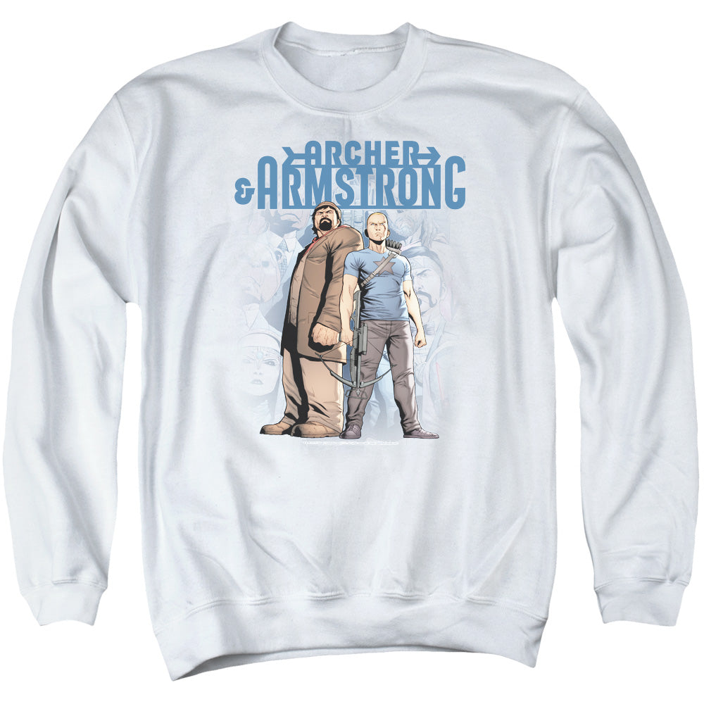 Archer & Armstrong Two Against All Mens Crewneck Sweatshirt White