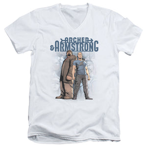 Archer & Armstrong Two Against All Mens Slim Fit V-Neck T Shirt White