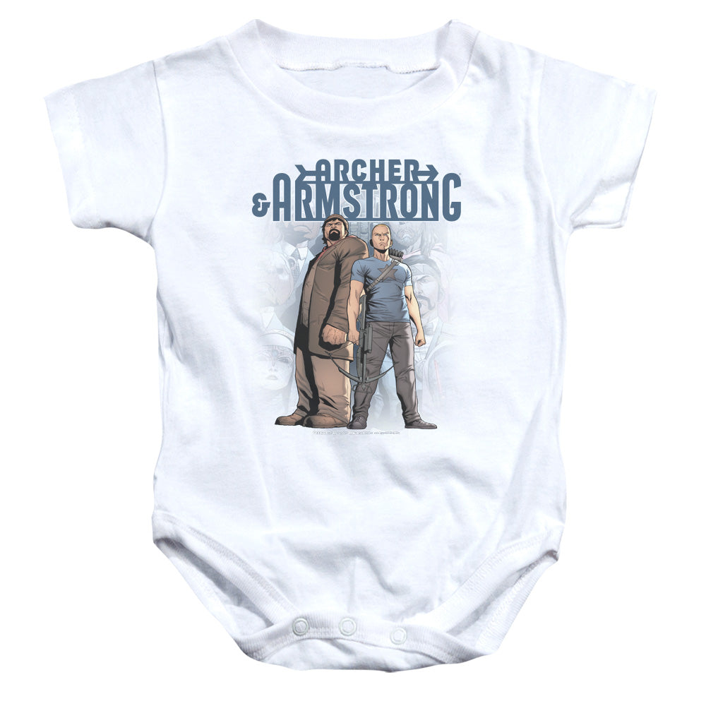 Archer & Armstrong Two Against All Infant Baby Snapsuit White