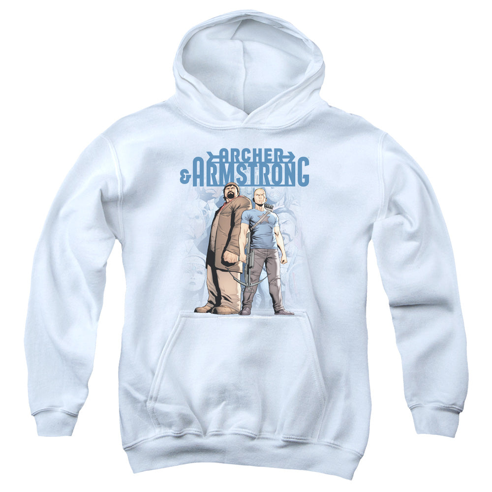 Archer & Armstrong Two Against All Kids Youth Hoodie White