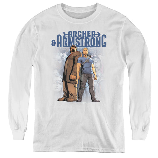 Archer & Armstrong Two Against All Long Sleeve Kids Youth T Shirt White