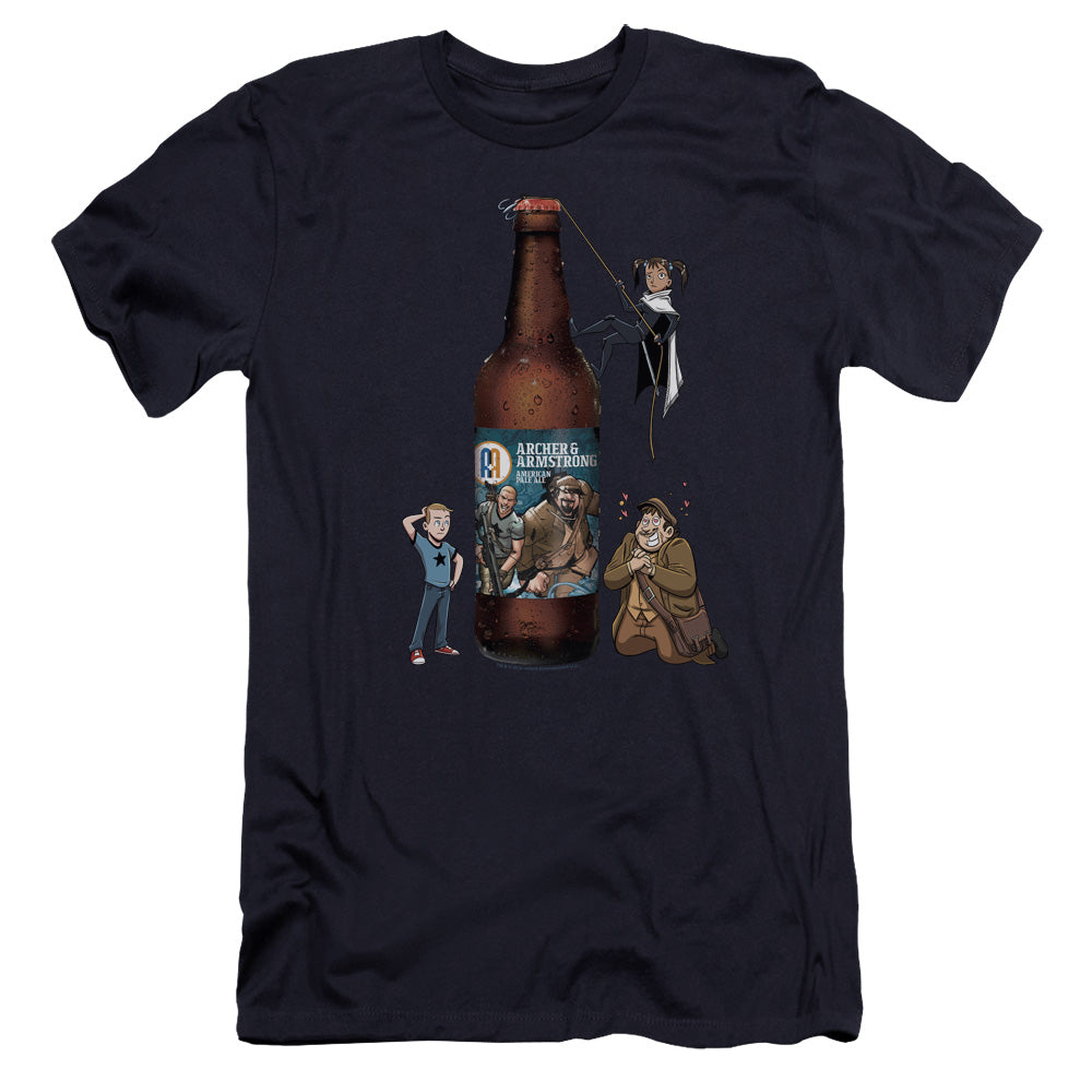 Archer & Armstrong Ale Premium Bella Canvas Slim Fit Mens T Shirt Navy Blue