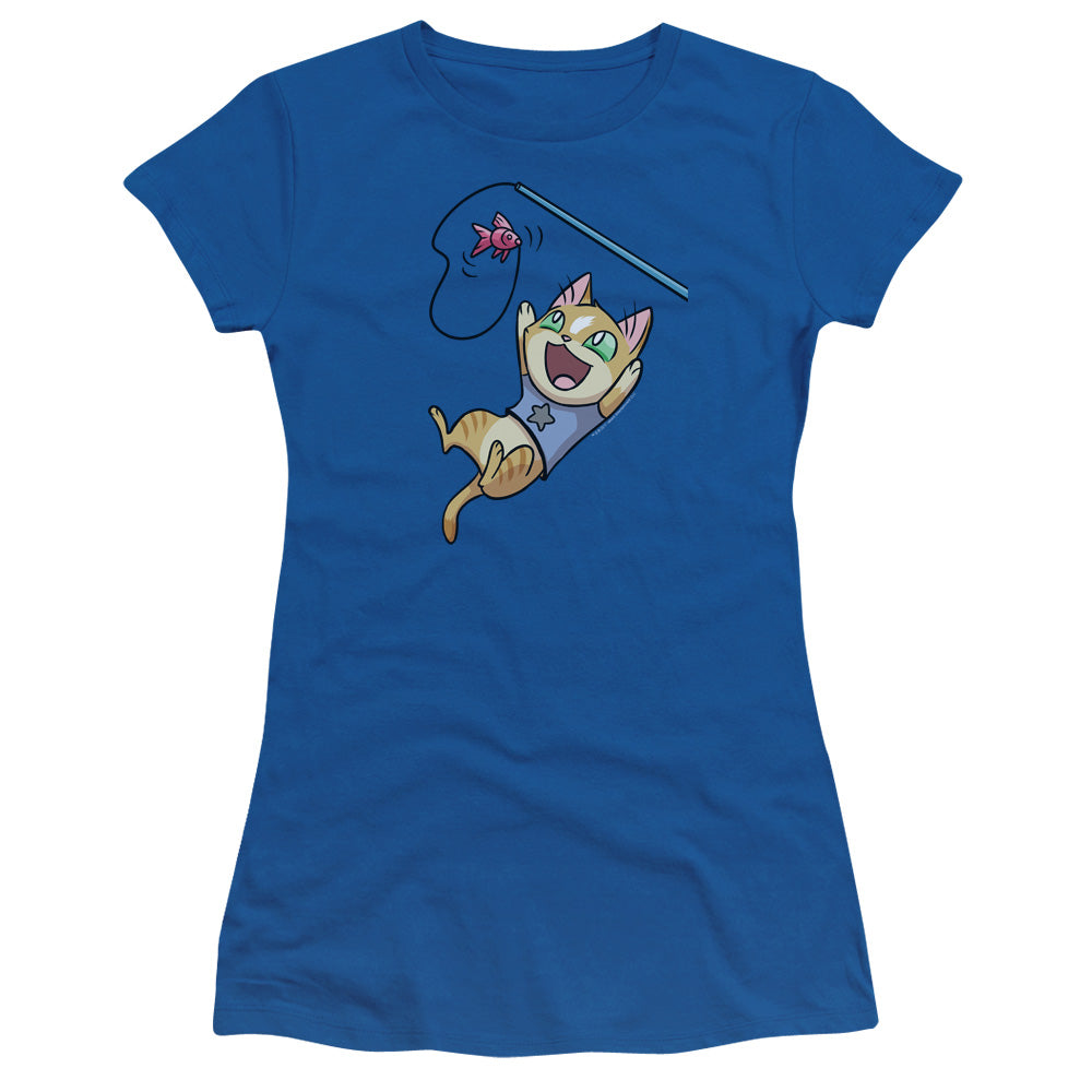 Valiant Comics Archer Cat Cosplay Junior Sheer Cap Sleeve Womens T Shirt Royal Blue