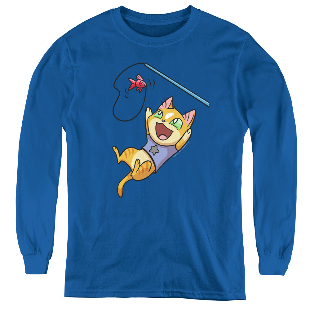 Valiant Comics Archer Cat Cosplay Long Sleeve Kids Youth T Shirt Royal Blue