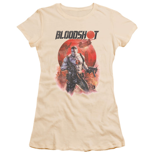 Bloodshot In The Middle Of It Junior Sheer Cap Sleeve Womens T Shirt Cream