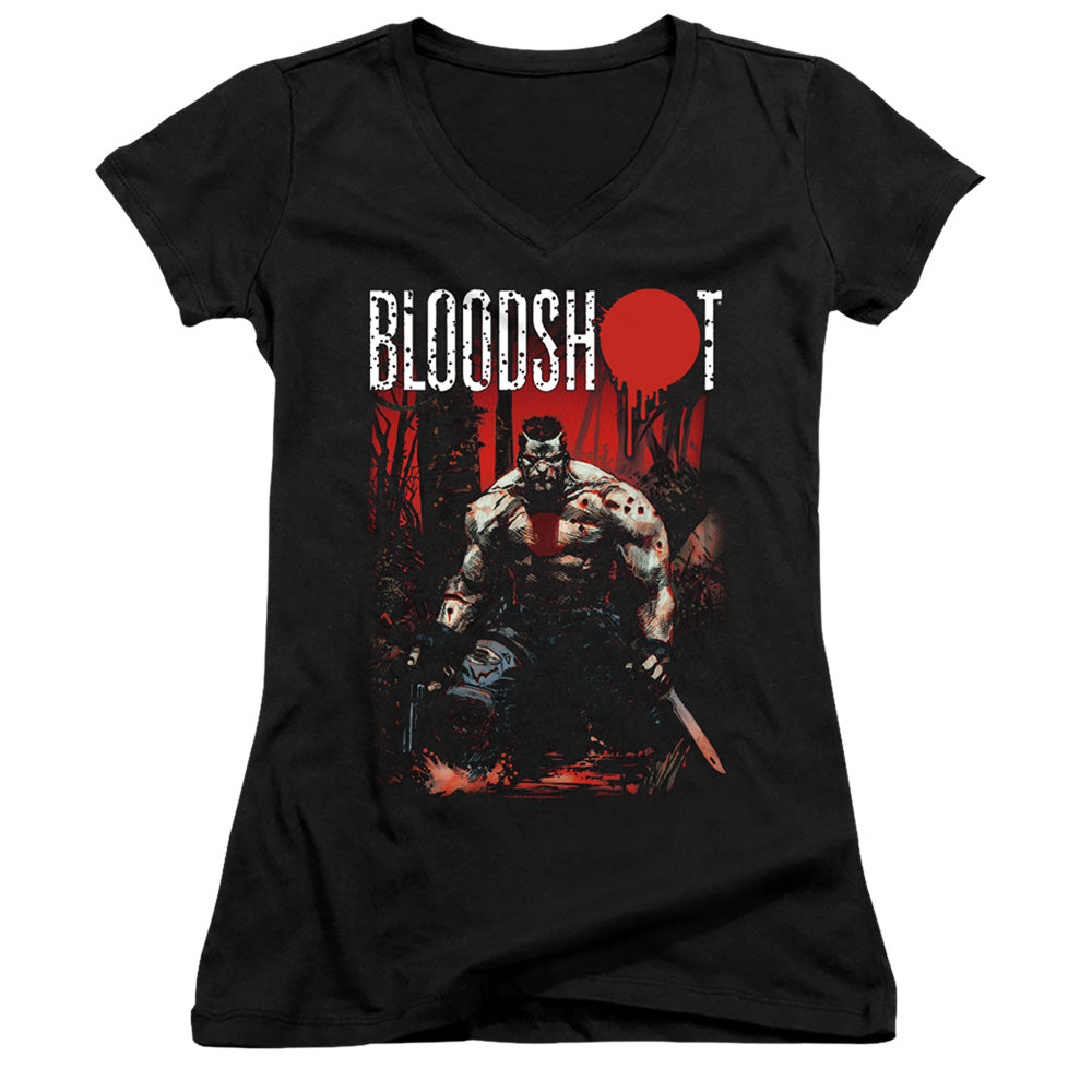 Bloodshot Welcome To The Jungle Junior Sheer Cap Sleeve V-Neck Womens T Shirt Black