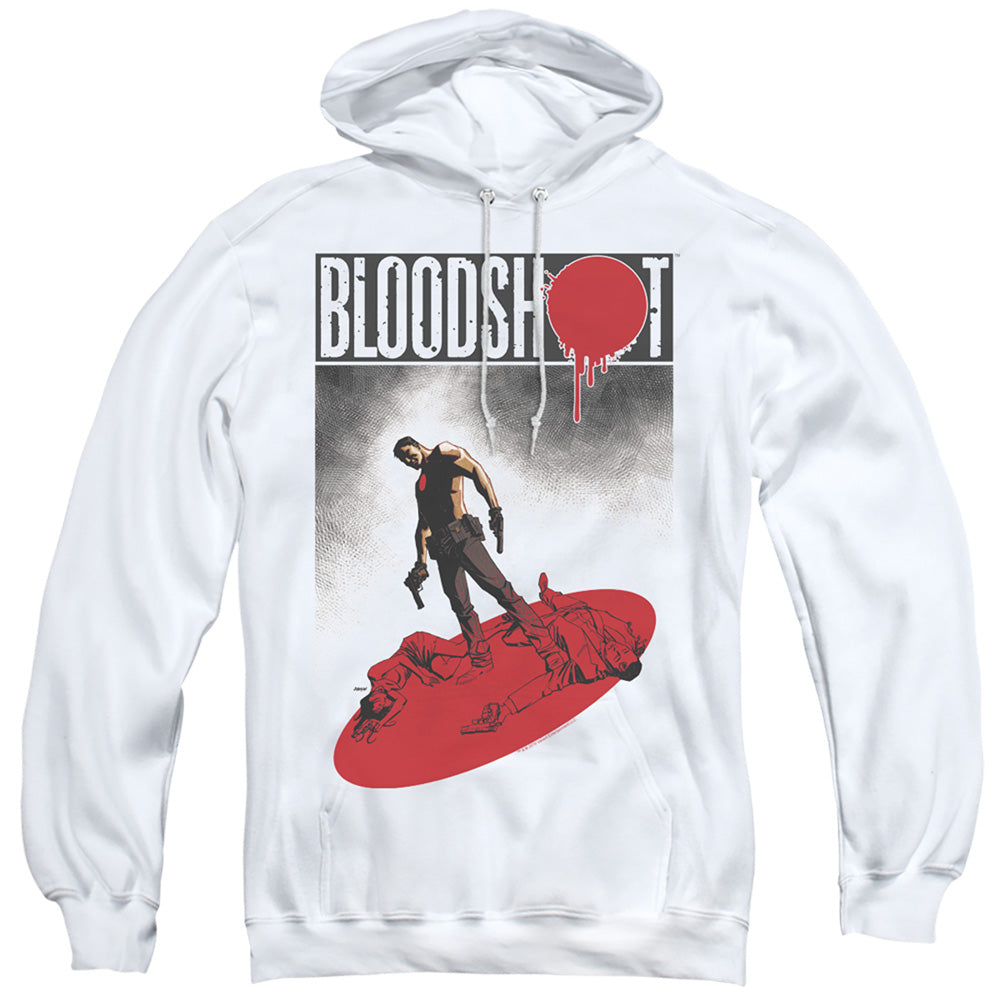 Bloodshot Gun Down Mens Hoodie White