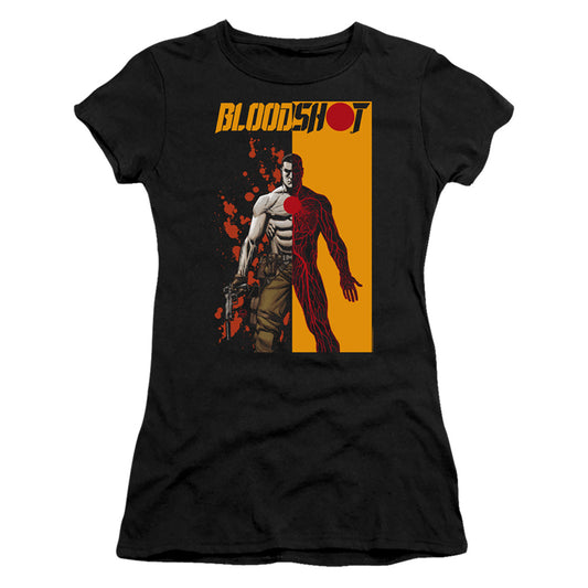 Bloodshot Split Junior Sheer Cap Sleeve Womens T Shirt Black