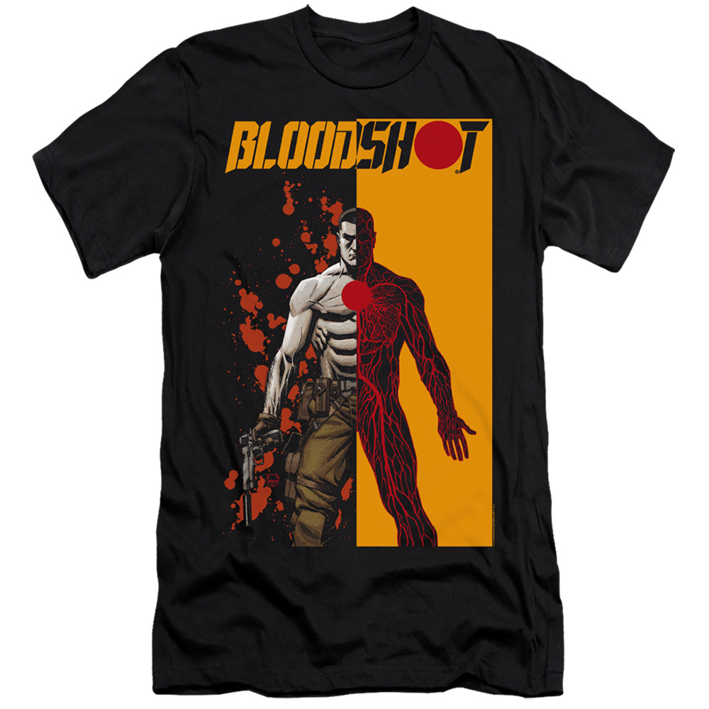 Bloodshot Split Premium Bella Canvas Slim Fit Mens T Shirt Black