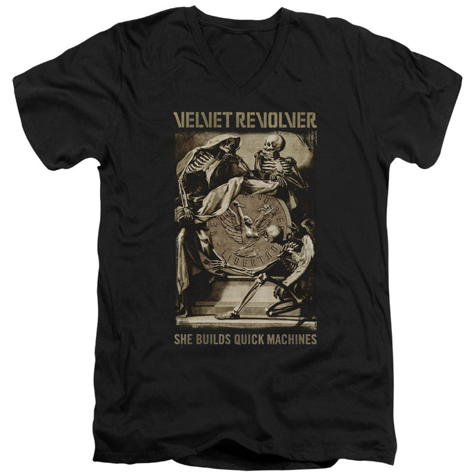 Velvet Revolver Quick Machines Mens Slim Fit V-Neck T Shirt Black
