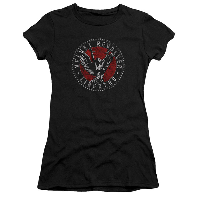 Velvet Revolver Circle Logo Junior Sheer Cap Sleeve Womens T Shirt Black