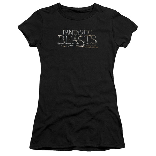 Fantastic Beasts Logo Junior Sheer Cap Sleeve Womens T Shirt Black