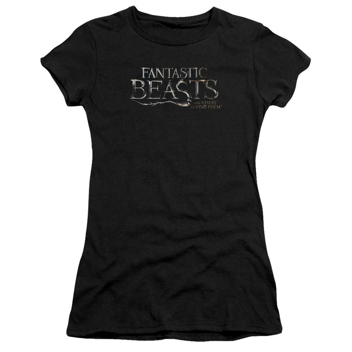 Fantastic Beasts Logo Junior Sheer Cap Sleeve Womens T Shirt Black