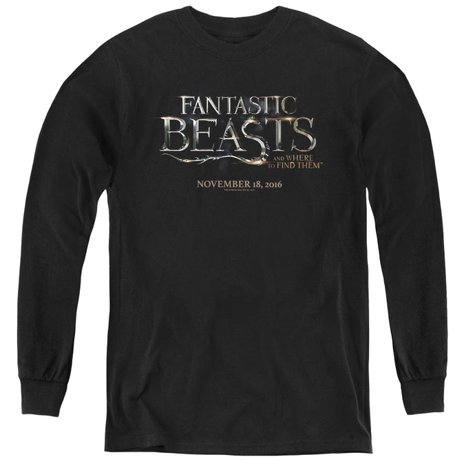 Fantastic Beasts Logo 2 Long Sleeve Kids Youth T Shirt Black