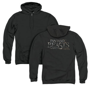 Fantastic Beasts Logo Back Print Zipper Mens Hoodie Black