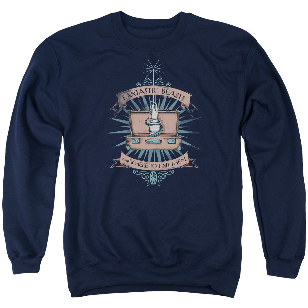 Fantastic Beasts Briefcase Mens Crewneck Sweatshirt Navy Blue