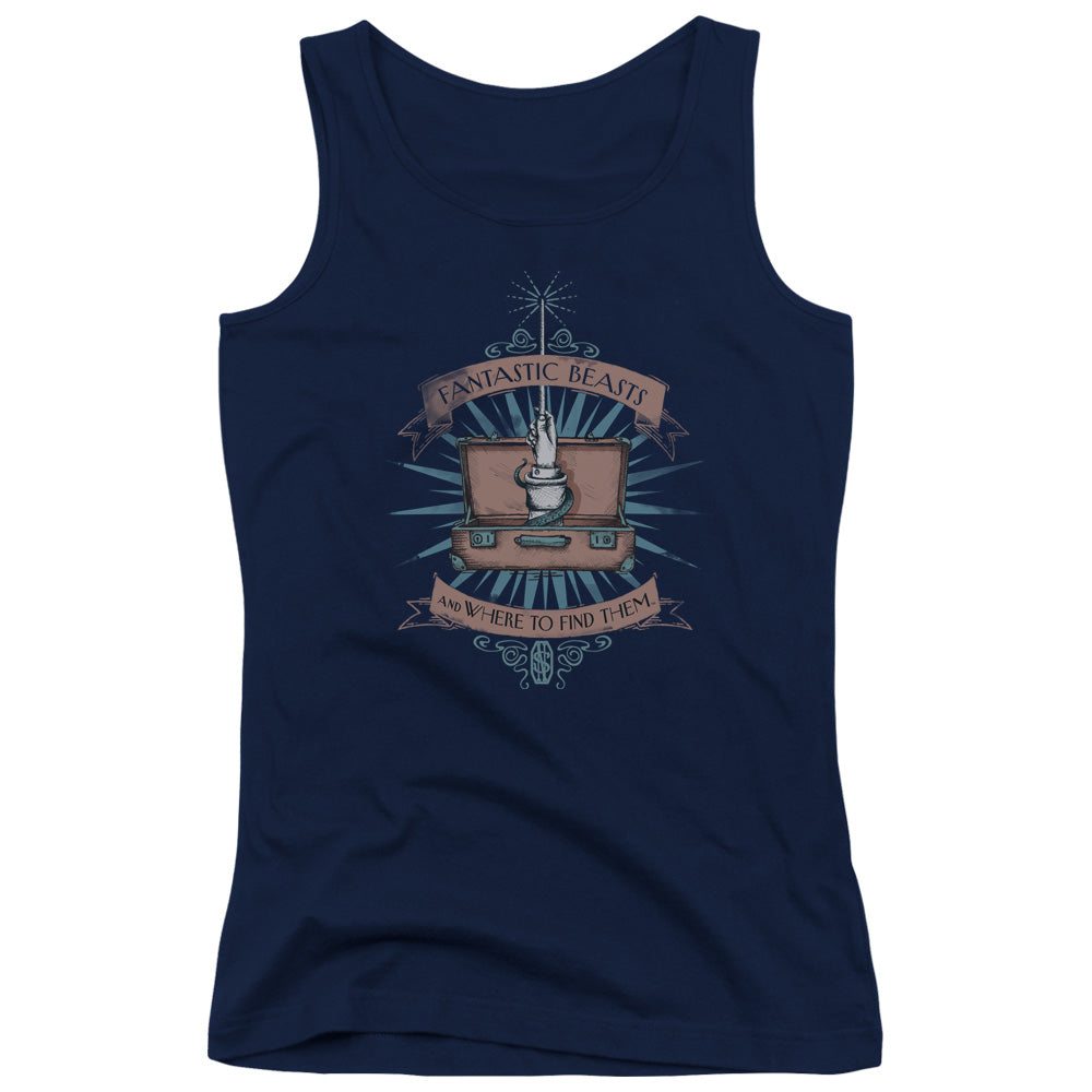 Fantastic Beasts Briefcase Womens Tank Top Shirt Navy Blue