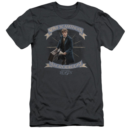 Fantastic Beasts Newt Scamander Premium Bella Canvas Slim Fit Mens T Shirt Charcoal