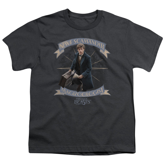 Fantastic Beasts Newt Scamander Kids Youth T Shirt Charcoal