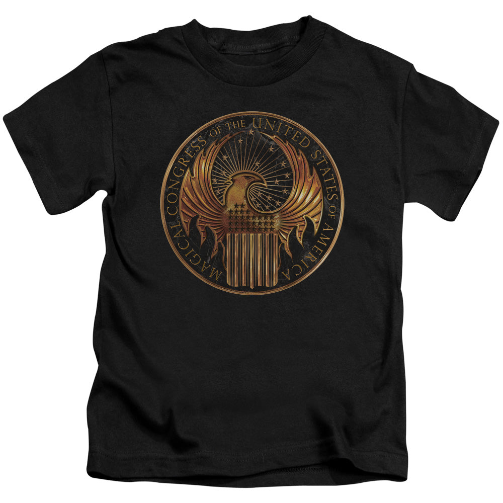 Fantastic Beasts Magical Congress Crest Juvenile Kids Youth T Shirt Black