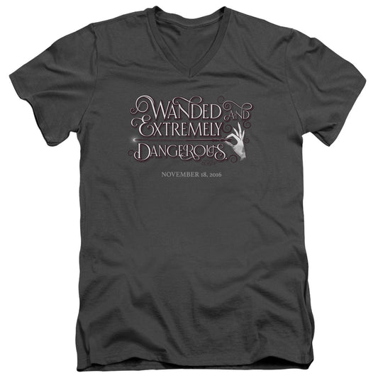 Fantastic Beasts Wanded Mens Slim Fit V-Neck T Shirt Charcoal