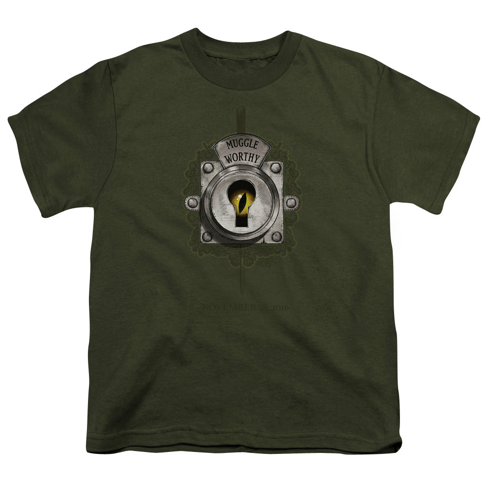 Fantastic Beasts Muggle Worthy Kids Youth T Shirt Military Green