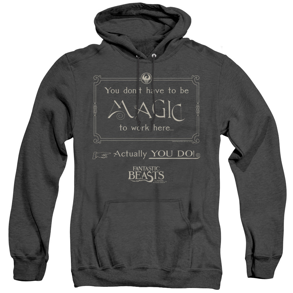 Fantastic Beasts Magic To Work Here Mens Heather Hoodie Black