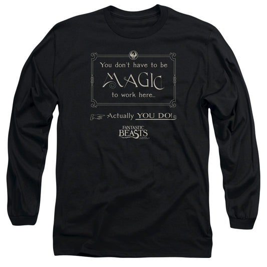 Fantastic Beasts Magic To Work Here Mens Long Sleeve Shirt Black