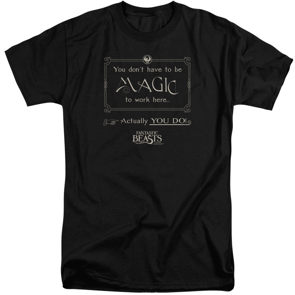 Fantastic Beasts Magic To Work Here Mens Tall T Shirt Black