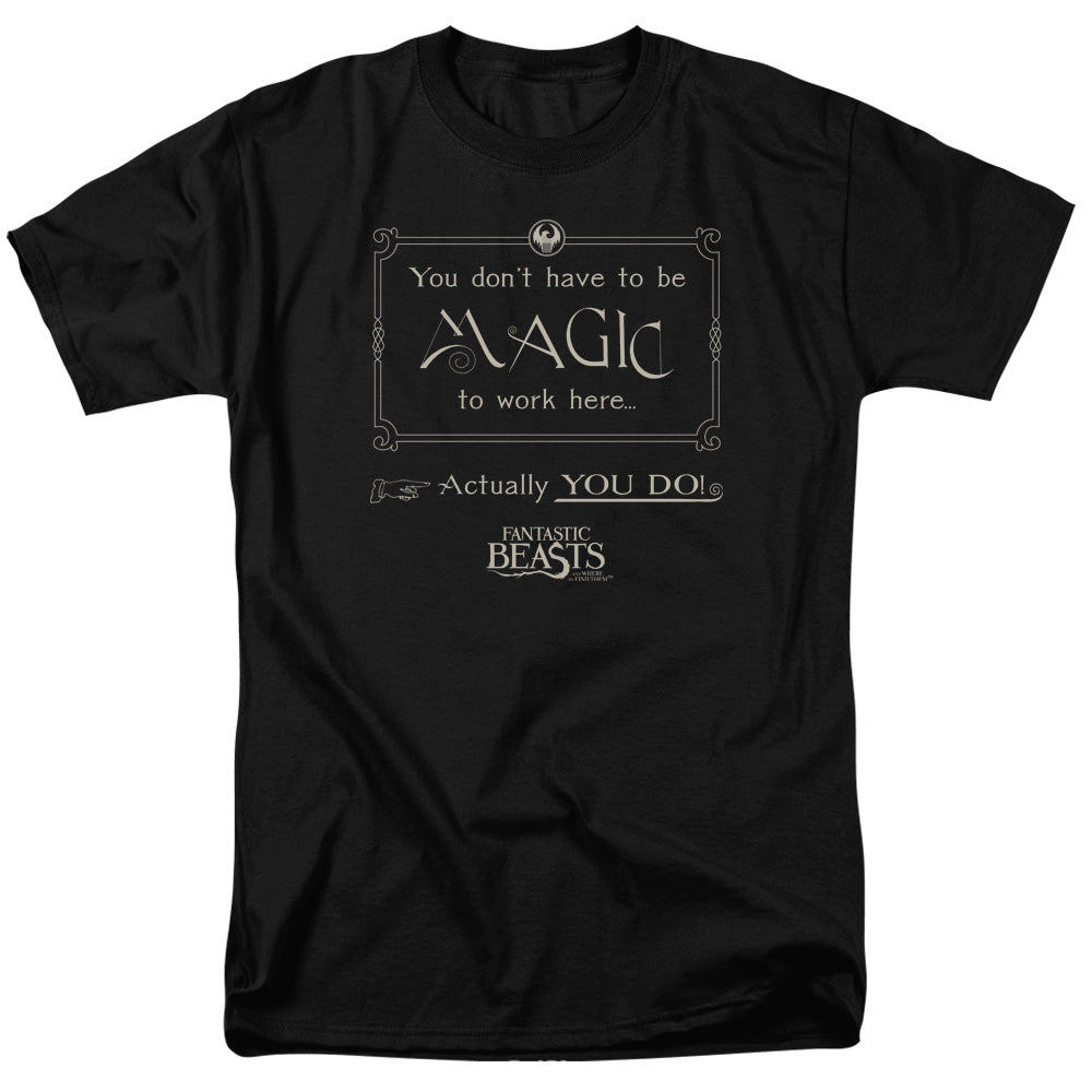 Fantastic Beasts Magic To Work Here Mens T Shirt Black