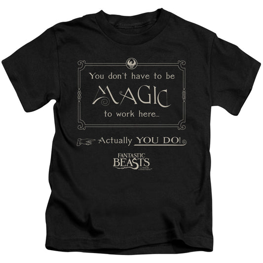 Fantastic Beasts Magic To Work Here Juvenile Kids Youth T Shirt Black